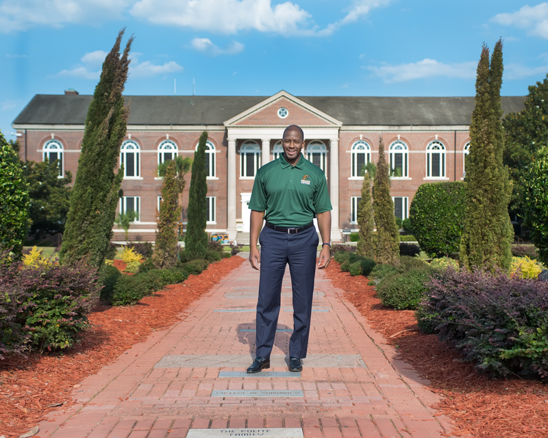 Andrew Gillum in front of the Coleman Library on the campus of Florida A&M, Tallahassee, Fla., May 17, 2019.